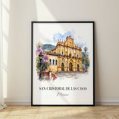 San Cristobal de las Casas Watercolor Travel Poster – Mexico