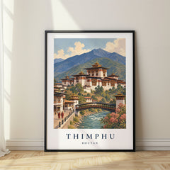 Thimphu Vintage Travel Poster – Bhutan