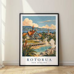 Rotorua Vintage Travel Poster – New Zealand