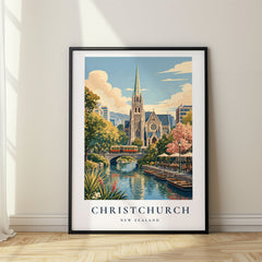 Christchurch Vintage Travel Poster – New Zealand