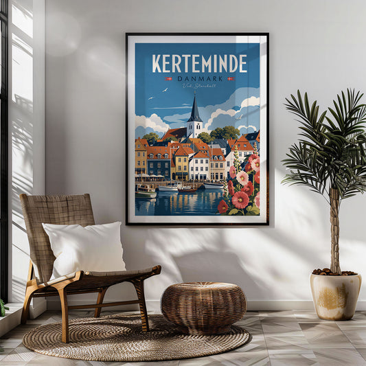 KertemIndia retro travel poster hung in a living room